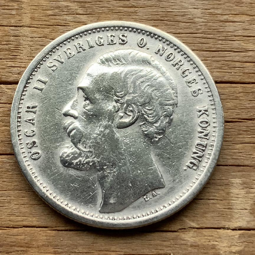 Sweden Krona 1876 .800 silver coin C3704